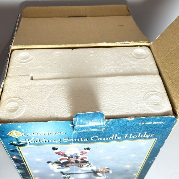 Sledding santa candle holder Traditions 366289 VTG Metal Christmas Deco Figurine - Picture 14 of 14